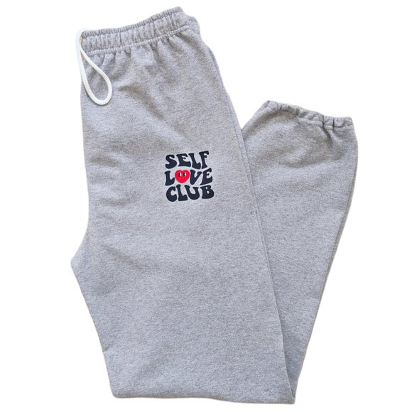 Gildan Pants - Self Love Club Smiley Heart Sweatpants